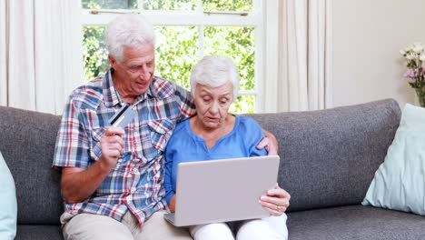 Seniorenpaar-Kauft-Online-Ein