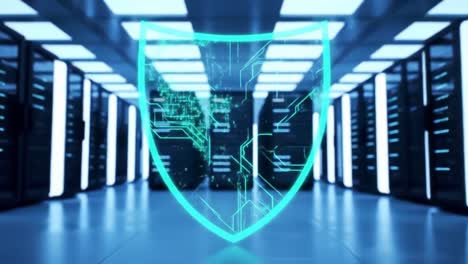 cybersecurity shield in a data center