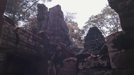 zoom out from ancient temples at angkor wat