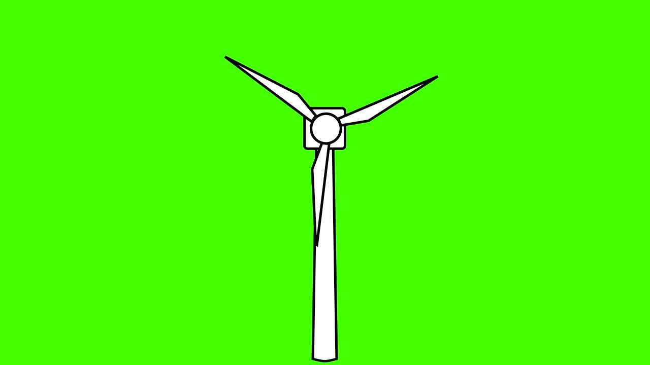 Peaceful wind turbine Cartoon Background Loop green screen