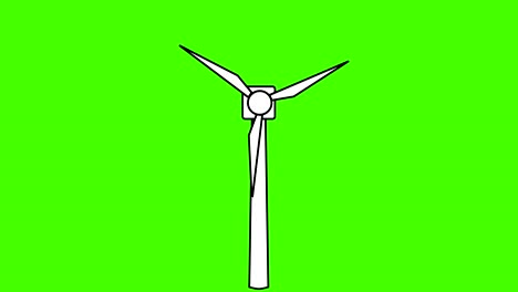 peaceful wind turbine cartoon background loop green screen