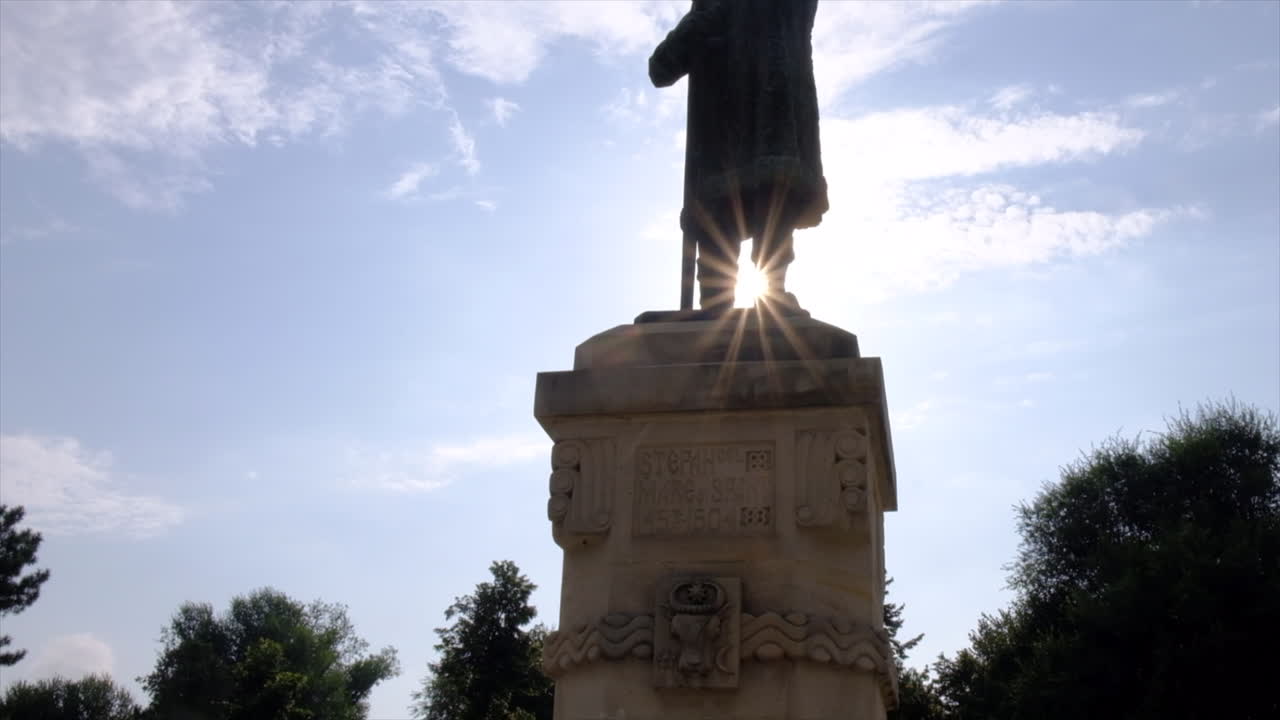Chisinau, Moldova - August 18, 2021: Stephen the Great Monument in the city centre