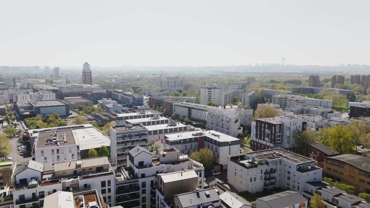 Drone overflight of residential buildings and apartments in the Paris suburbs - France