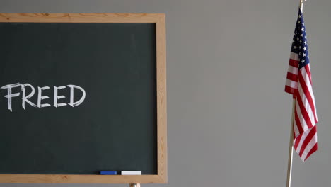 freedom chalkboard and american flag