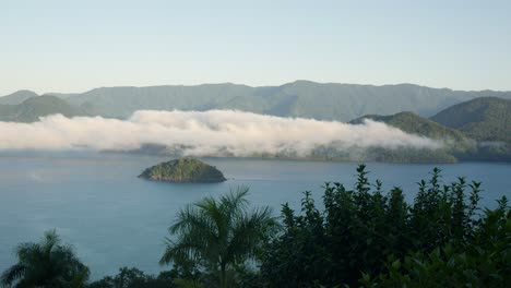 low clouds over the coast of the south atlantic ocean, brazilian coast in the morning