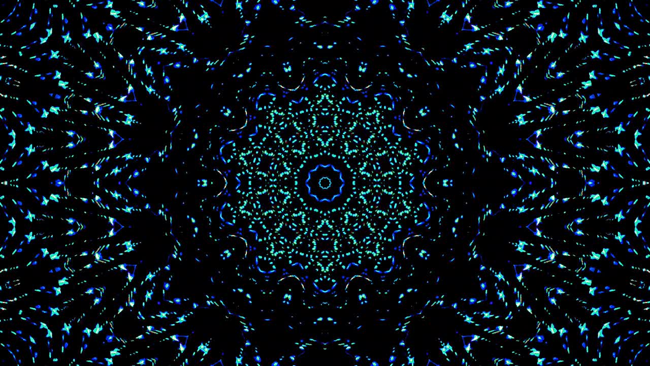onda de luz puntos abstractos conjunto de color azul caleidoscopio fondo negro