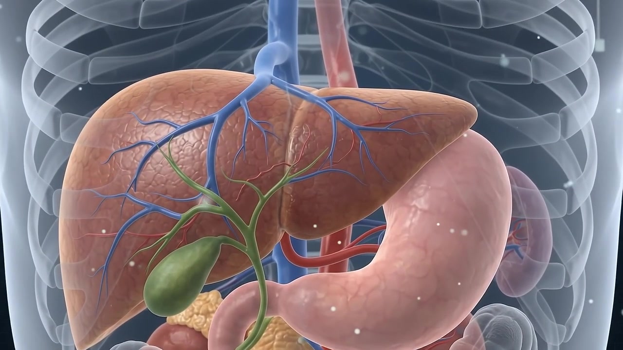 3D Medical Animation of Human Liver and Digestive System Anatomy