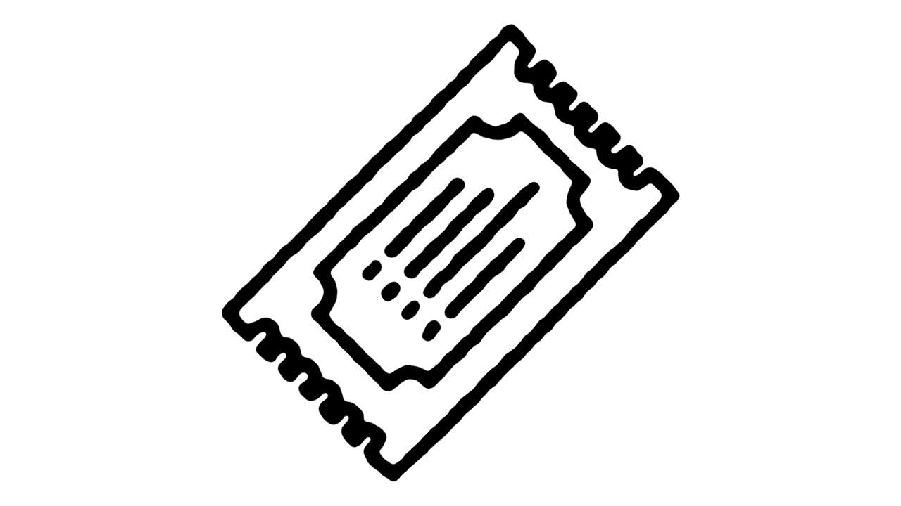 Ticket Booking Doodle Line Icon Animation