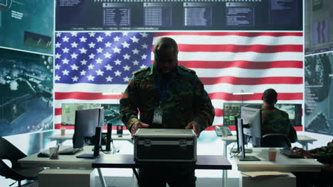 American military officers in cyber command center protect state secrets