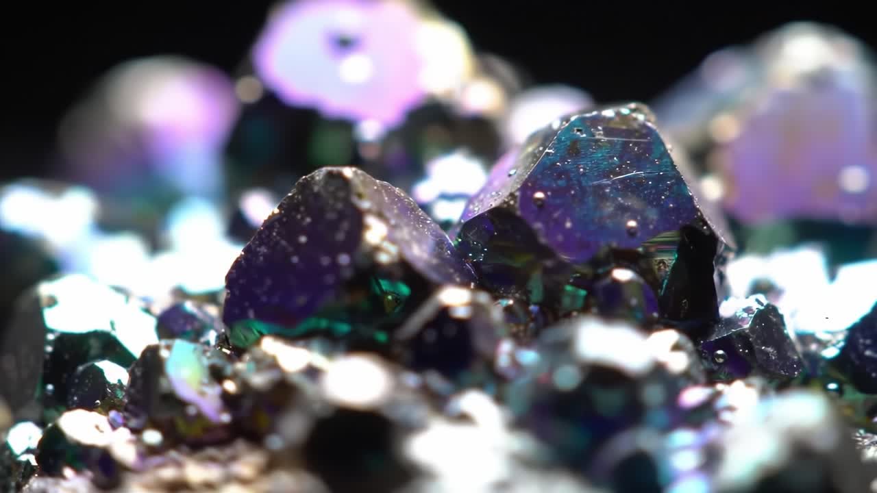 Close-up view of a colorful crystal cluster