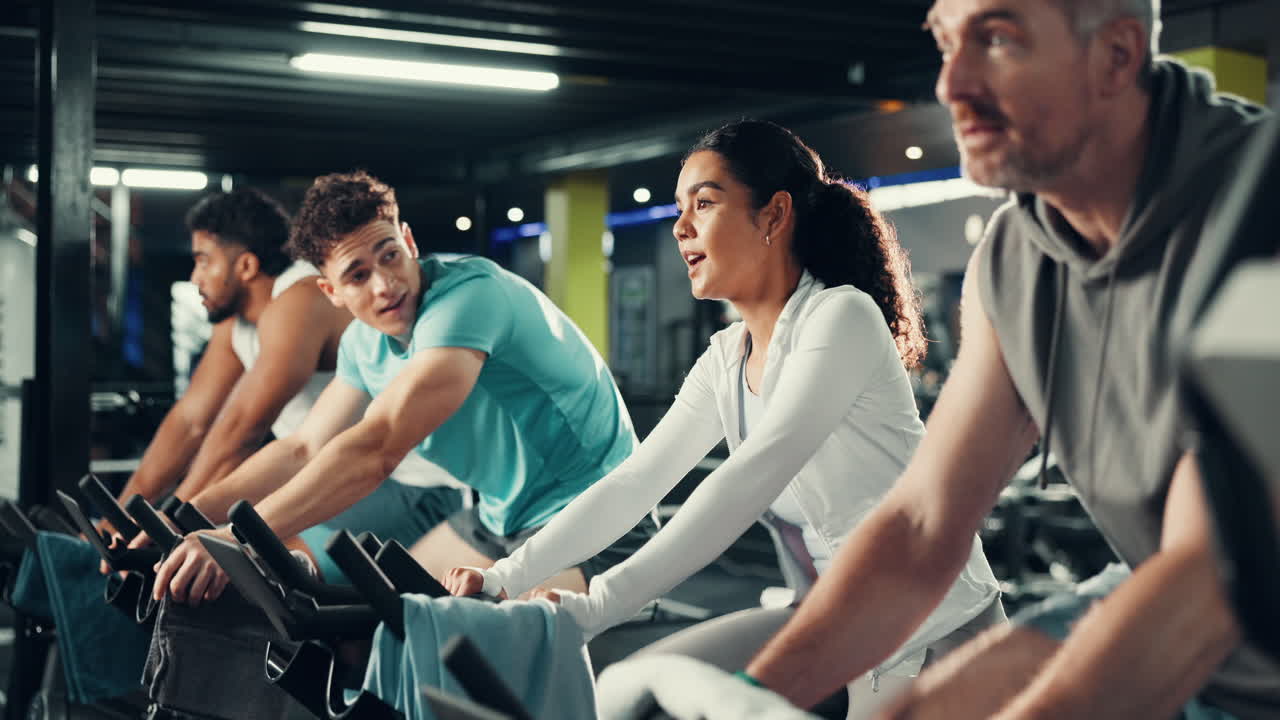 Group Indoor Cycling Class at the Gym