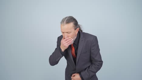 coughing businessman.