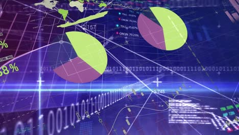 Animation-of-statistical-and-stock-market-data-processing-against-light-trails-on-blue-background