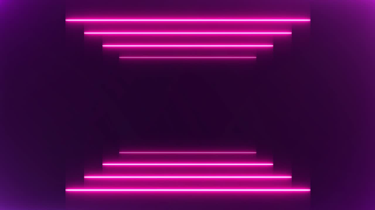 Abstract light neon frame on black background. laser show looped animation . 4K video