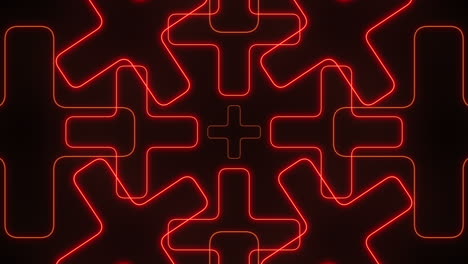 red neon crosses in rows on black gradient