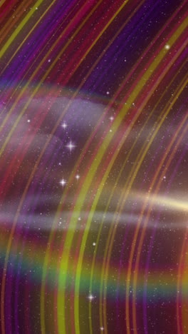 animación de estrellas y nubes sobre el fondo con líneas en movimiento coloridas