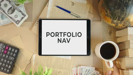 PORTFOLIO NAV DISPLAYING ON FINANCE TABLET SCREEN