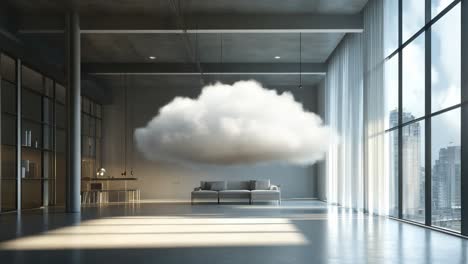 modern loft with floating cloud