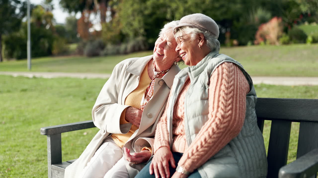 Due donne anziane che si godono l'amicizia al parco