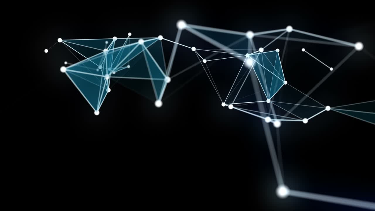 animación futurista del plexo con triángulos brillantes en cámara lenta, 4096x2304 bucle 4k