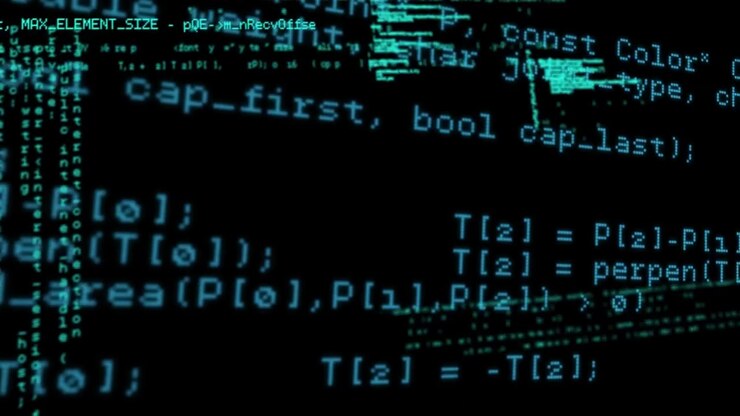 Анимация обработки данных на черном фоне