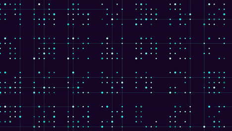 Orderly-chaos-grid-of-dark-orange-dots-on-black-background