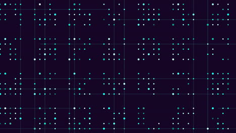 cuadrícula de caos ordenada de puntos naranja oscuro sobre un fondo negro