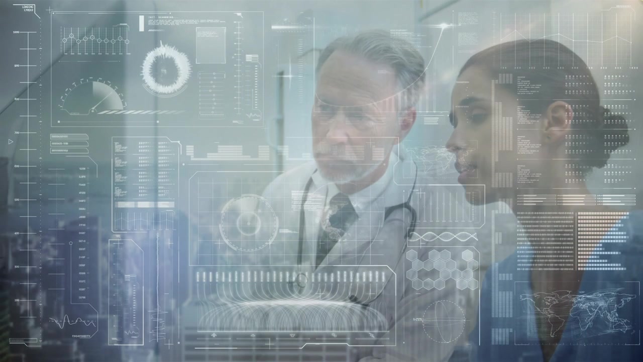 Doctor and Nurse Reviewing Medical Data on Digital Interface