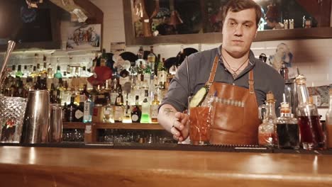 bartender making a bloody mary