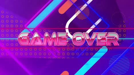 animation of game over text over pattern on neon background