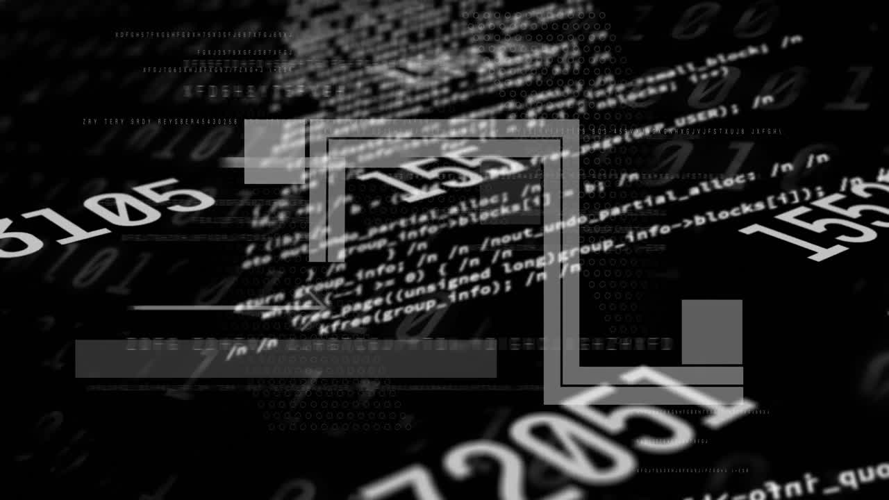 어두운 배경에서 데이터 처리의 애니메이션