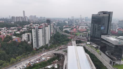aerial shot of passenger train station in mexico city