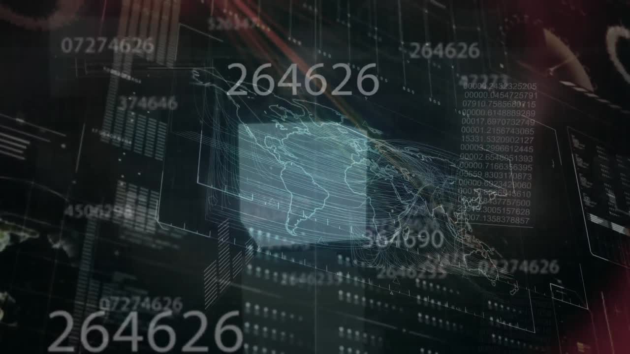 animación del procesamiento de datos financieros sobre números.