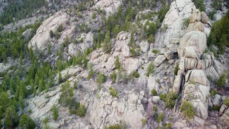 aerial pan up of lumpy ridge wilderness, estes park, colorado