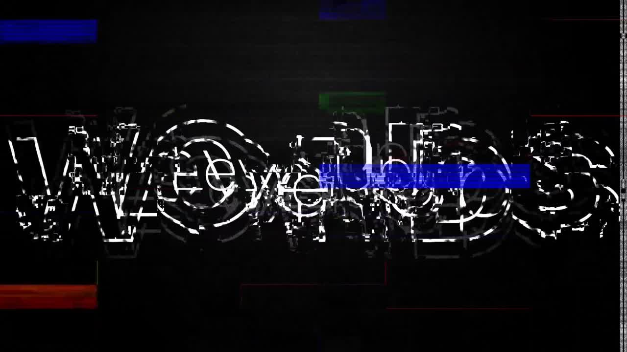 animación de texto de nivel y interferencia en fondo negro.