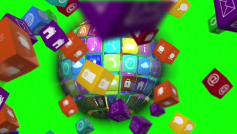 icono de la aplicación de computadora cubos con globo