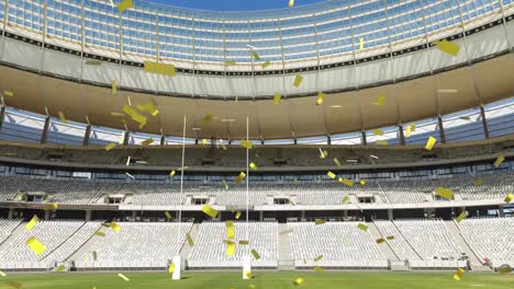 sports stadium with golden confetti falling