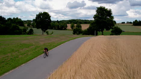 cyclist training on a bicycle in poland country