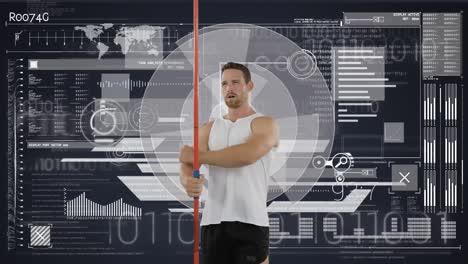 Animation-of-male-javelin-thrower-with-scope-scanning-and-data-processing
