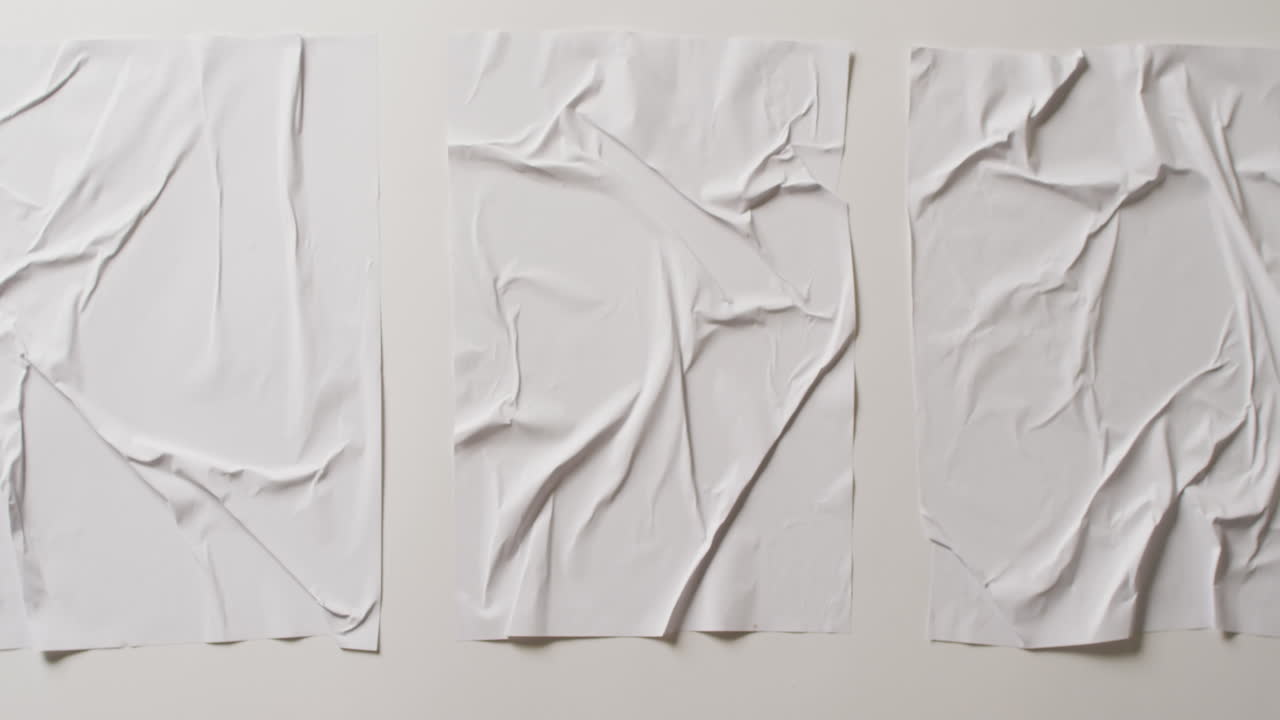 복사 공간과 함께  ⁇ 색  ⁇ 은 천의 세 조각의 클로즈업 비디오