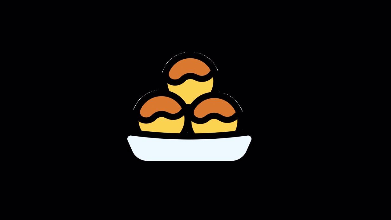 Ilustração Animada de Bolinhos de Takoyaki em um Prato