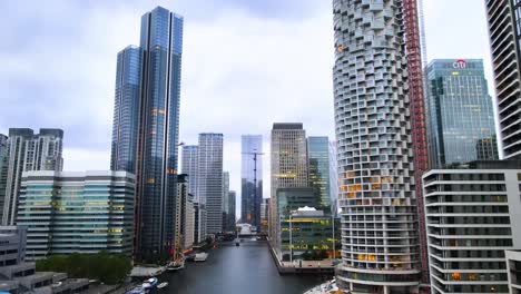 downtown london city skyscrapers - high rises in uk, aerial establishing