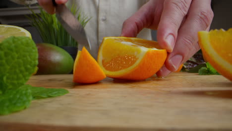 preparing fresh fruits for a drink
