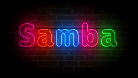 samba symbol neon on brick wall loop