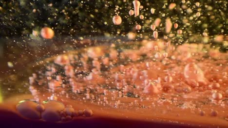 swirling the color oil drops in space around the mirror pool in extreme depth effect 60fps