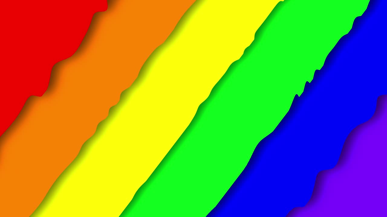 orgullo abstracto arco iris colorido de fondo con rayas onduladas y sombras. animación de bucle 3d