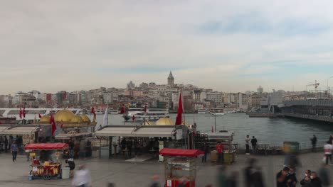 istanbul landscape timelapse, eminonu and halic seaside