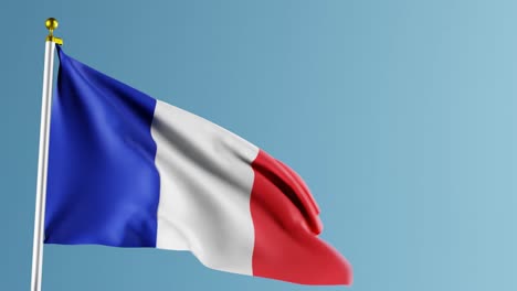 Flag-of-France-waving-in-the-wind-on-blue-background