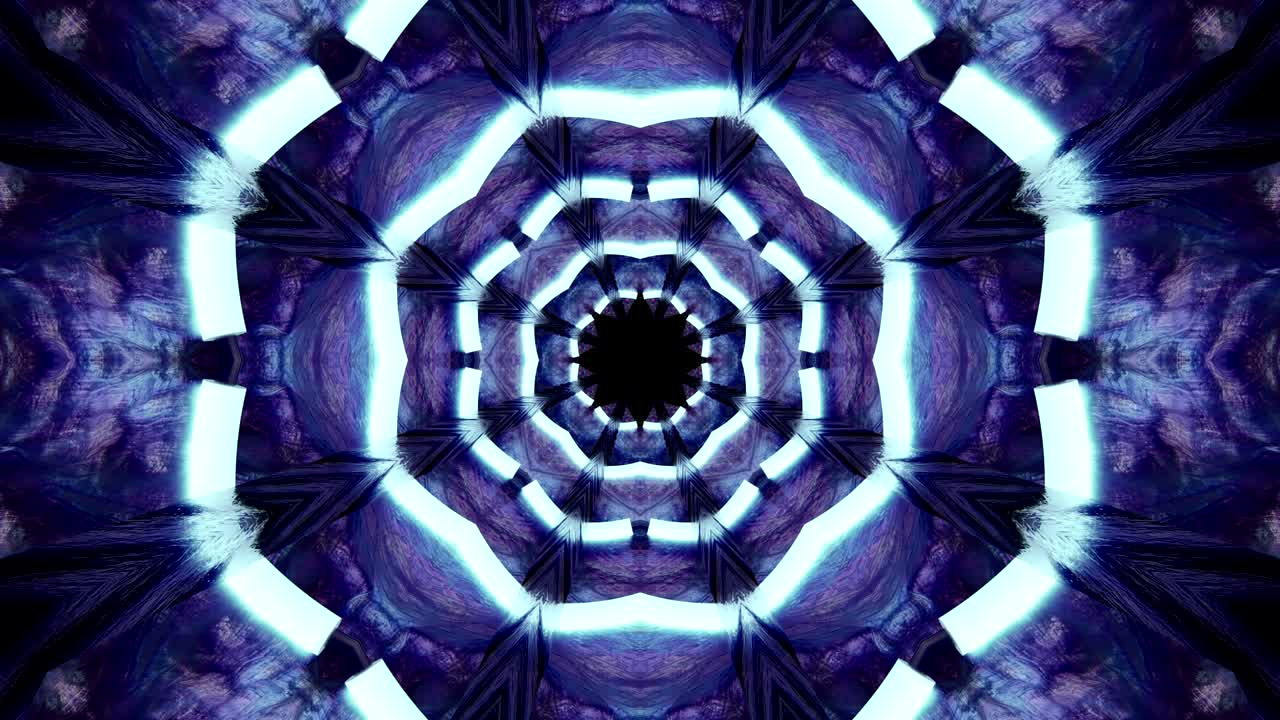 fondo decorativo de neón abstractamente adornado con bucles. caleidoscopio o mandala en 3d.