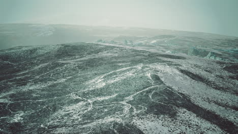 snow ice and rocks at northern landscape